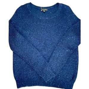 ANN TAYLOR Blue Sequin Pullover Sweater Long Sleeve Size